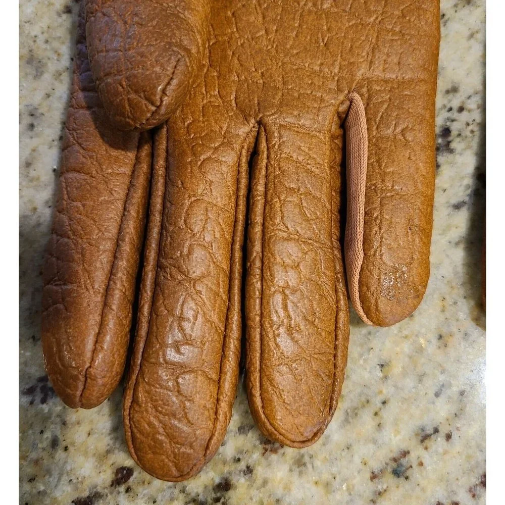 Vintage Vinyl Backed Aris Snuggler Brown Driving Gloves Women’s M/L Sherpa Lined